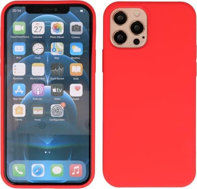 Hoesje Geschikt voor iPhone 12 Pro Max - 2.0mm Dikke Fashion Telefoonhoesje Backcover - Siliconen Hoesje - Rood