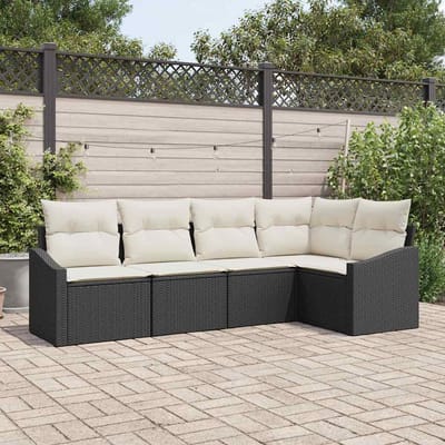 vidaXL Bankstel 5 st Zwart poly rattan