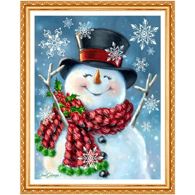 Borduren Sneeuwpop Diamant Schilderij Volledige Ronde Hars Diamant Kruissteek Handwerk Kerstcadeau 20X30CM gray