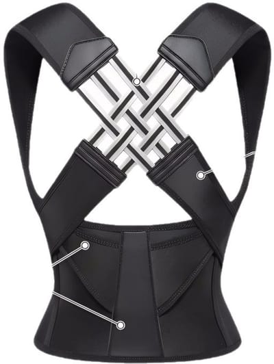 Anti-krommingsgordel, unisex houdingscorrector, onzichtbare brace, verstelbaar, rugsteun, corrector, comfortabele banden, zwart - XL