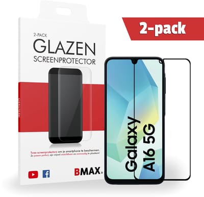 2-pack BMAX Samsung Galaxy A16 Screenprotector van gehard glas - Samsung screenprotectors - Telefoonaccessoires - Telefonie & Accessoires - Beschermglas - Glas screenprotectors