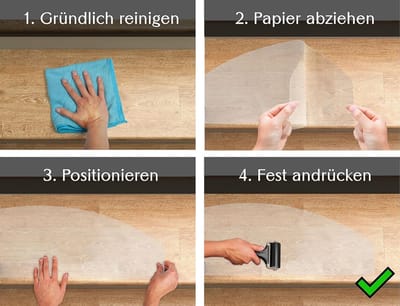 Famanu – Transparante trapmatten set 16 stuks 65 x 25 cm antislip met montagemateriaal