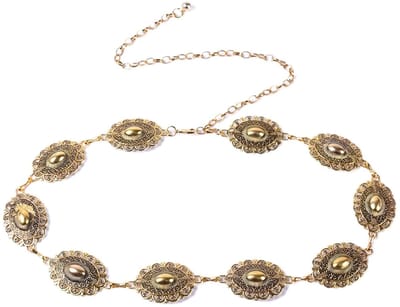 Dailygoods- Kettingriem Goud - Verstelbare Tailleketting - Boho Stijl - Concho Accenten - Casual Mode - 117cm Lengte - Heupketting