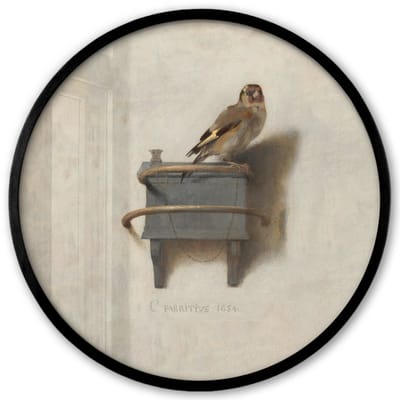 Poster in lijst Rond - Fotolijst 40x40 cm - Posters - Het Puttertje - Schilderij - Fabricius - Oude Meester - Ronde posterlijst zwart - Decoratie - Wanddecoratie woonkamer - Muurdecoratie slaapkamer