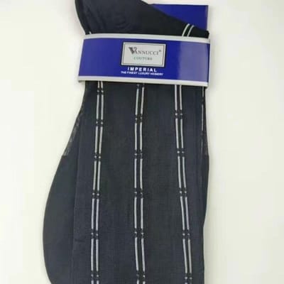 6 Paar Grote Heren Zijde Sokken Hoge Kwaliteit Zakelijk Polyamide Dunne Sok Lente Zomer Lange Verticale Streep Dressocks One Size blue