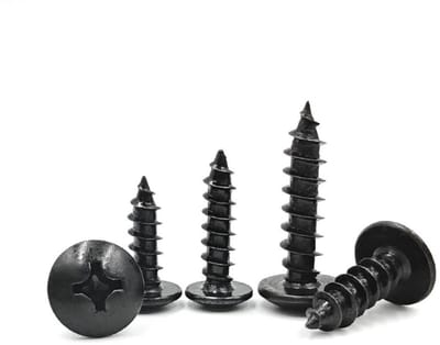 20 stuks M4x14mm Houtschroeven, Zwarte Koolstofstalen Rondkop, Zelfborende Bevestigingsschroeven voor Meubelmontage en Klusprojecten