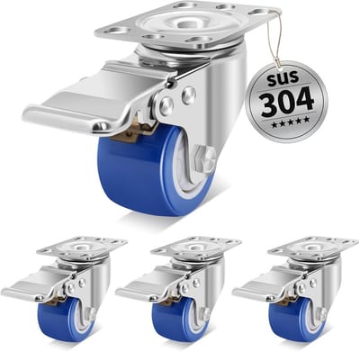 Hittebestendige Zwenkwielen RVS - Zware Belasting (360kg) met Rem - Voor Industrieel en Buitenmeubilair