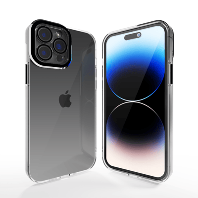 Coverzs telefoonhoesje geschikt voor Apple iPhone 12 Pro hoesje - camera cover - doorzichtig hoesje met opstaande rand rondom camera - optimale bescherming - zwart