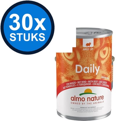 30x Almo Nature Daily - Rund - Kattenvoer Natvoer Blik - 400g