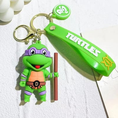 4 stuks/set Anime Ninja Schildpad Figuur Sleutelhanger Teenage Mutant Ninja Schildpadden Raphael Donatello Sleutelhanger Auto Sleutel Tas Ornament Cadeau green