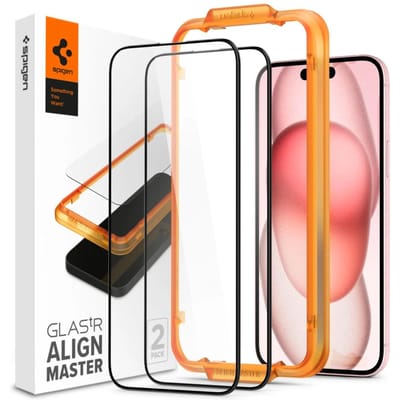Spigen ALM Glass FC gehard glas voor iPhone 15 Plus-zwart 2 stuks