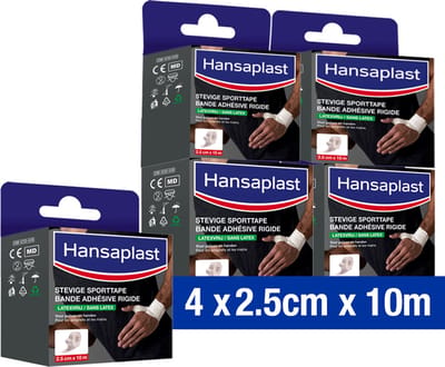 Hansaplast Stevige Sporttape - Tape Voor Polsen En Handen - Blessure Tape - Voordeelverpakking - 4 x 2.5cm x 10m