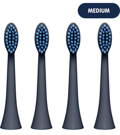 Smyle Opzetborstels voor Smyle Elektrische Tandenborstel – 4 Stuks – Ocean Bound Gerecycled Plastic – Medium – Zwart
