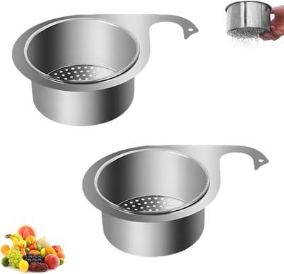 2 Pcs Stalen Spoelbak Mand - Zwanenvorm RVS Spoelbakken - Zwanenafvoer Mand - Multifunctionele Afvoer Mand voor Fruit en Groenten