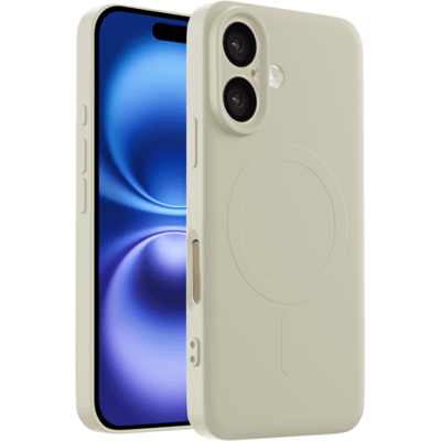 ShieldCase siliconen back cover met magneet geschikt voor iPhone 16 hoesje - TPU / siliconen backcover - telefoonhoesje speciaal voor magnetische accessoires - hoesje met camera cover (beige)