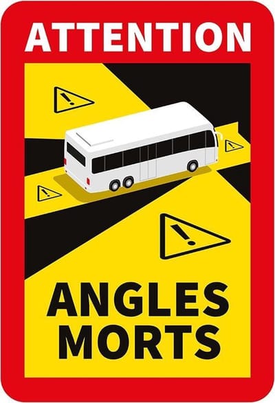 Pickup dode hoek sticker Bus Touringcar 2 stuks - 170x250 mm - Angles Morts Transport en Commun vinyle adhesif 2 pcs