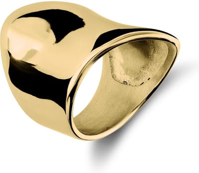 Lucardi Dames Stalen goldplated ring asymmetrisch - Ring - Staal - Goudkleurig - 18 / 57 mm