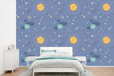 Behang - Fotobehang Patroon - Jongens - Kinderen - Ruimte - Breedte 360 cm x hoogte 240 cm