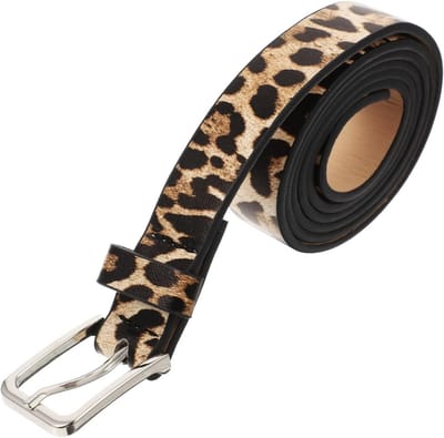 Leopardprint PU leren damesriem voor jeans en broeken in vintage stijl – modieuze tailleband