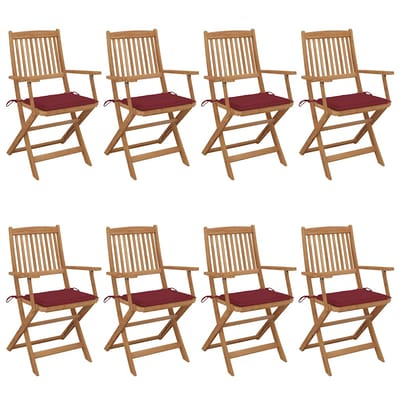 vidaXL - Inklapbare - stoelen - 8 - st - met - kussens - massief - acaciahout