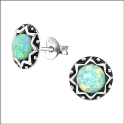 Aramat Jewels | Oorbellen | 925 Zilveren Opaal Oorbellen 6-8mm - Betoverende Edelsteen Studs | Mint Groen/9mm | | | Zilver | Volwassenen, Kinderen | Verkleurd niet