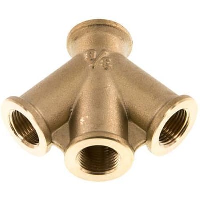 Dubbele Y-luchtverdeler G3/8'' Messing 16 bar (224,8 psi)