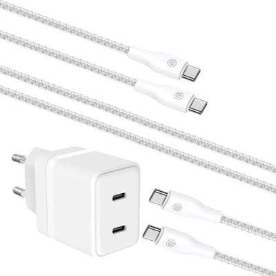 Snellader 2 Poorten met usb-C Kabel 1 Meter - Super Fast Charger - 35w - Geschikt voor Samsung Galaxy S24, S23, S22, S21, S20, Fold, Flip, Ultra Plus