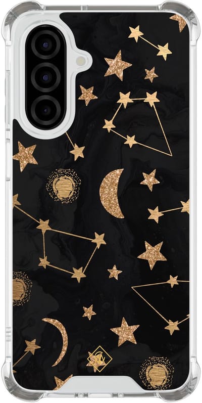 Casimoda® hoesje - Geschikt voor Samsung Galaxy A26 - Counting The Stars - Shockproof case - Extra sterk - TPU/polycarbonaat - Goudkleurig, Transparant