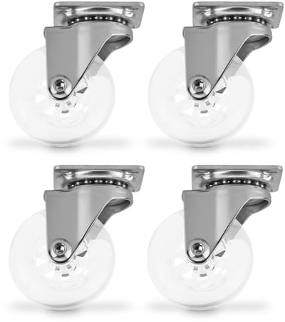SOTECH 4 stuks Zwenkwiel Swift, transparant, diameter: 50 mm, zonder vastzetter, belastbaar tot 35 kg