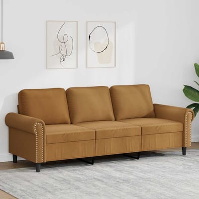 vidaXL - Driezitsbank - 180 - cm - fluweel - bruin