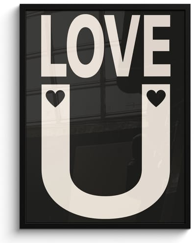 Poster in lijst - Fotolijst 50x70 cm - Posters - Love - Zwart - Minimalistisch - Posterlijst zwart - Decoratie - Wanddecoratie woonkamer - Muurdecoratie slaapkamer