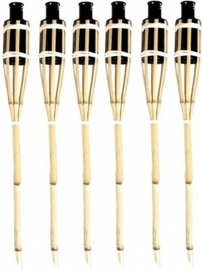 Tuinfakkels - 6x stuks - bamboe - met oliehouder - 60 cm - fakkels - tuinverlichting decoratie fakkels