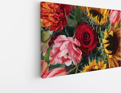 Saammp Canvas Schilderij - Luxe Bloemen - Natuur - Abstract - 30x20 - Foto op canvas - Wanddecoratie - Muurdecoratie Woonkamer - Kantoor Decoratie