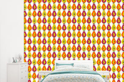 Behang - Fotobehang Retro - Design - Peer - Fruit - Breedte 315 cm x hoogte 260 cm