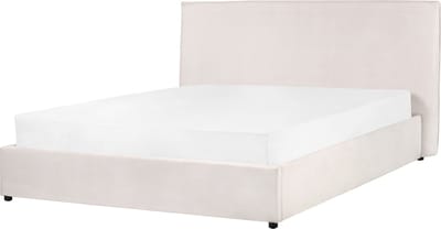 LAVAUR - Bed met opbergruimte - Gebroken wit - 160 x 200 cm - Fluweel