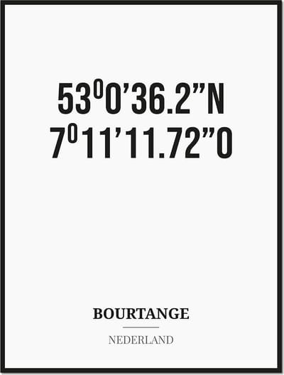Poster/kaart BOURTANGE met coördinaten
