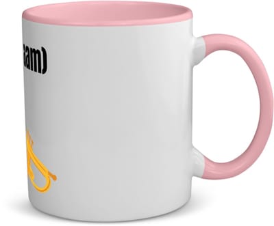 Akyol - trompet met eigen naam koffiemok - theemok - roze - Trompet - muziek liefhebbers - iemand die houdt van trompetten - verjaardag - cadeau - kado - geschenk - 350 ML inhoud