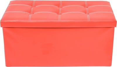 Opbergpoef - Zitzak kist - Ruimte Besparen - Inklapbaar ontwerp - 38x76x38 cm - Rood deksel