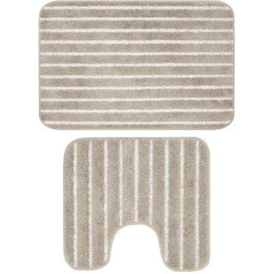 LIVARNO Badmat en toiletmat, 2-delig (Met uitsnede, Beige)