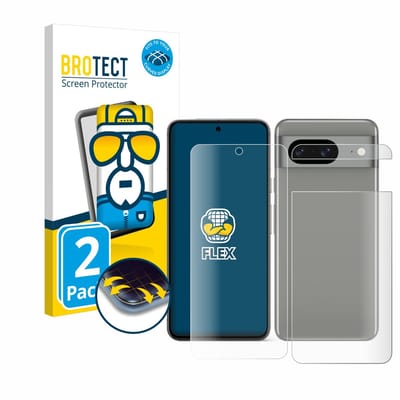 BROTECT - Screenprotector voor Google Pixel 8 (Voor+Achter) - Folie Beschermfolie transparant volledig dekking - 2 Stuks