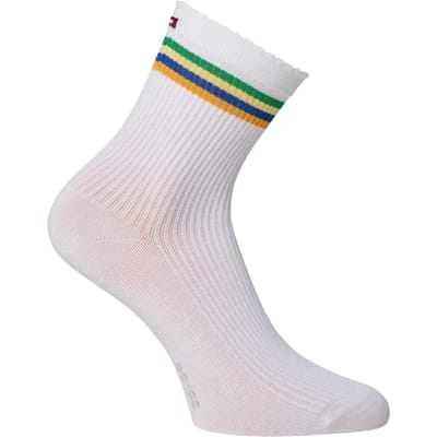 Tommy Hilfiger Gestreepte enkelsokken voor dames (set van 2) (Wit)