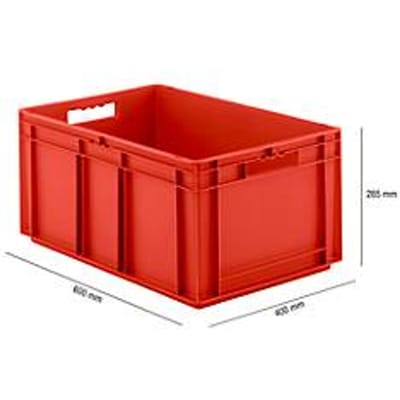 Stapelbak Eurobox serie EF 6280 - PP - L 600 x B 400 x H 285 mm - 56,6 l - gesloten wanden - open handgreep - rood