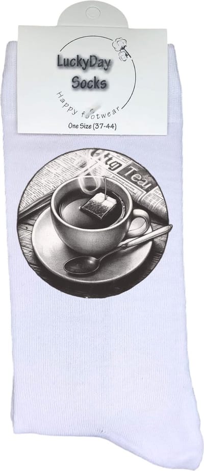 Thee - Opkikker - Grappige sokken - Beterschap - Valentijns cadeau - Verjaardag cadeau - Kerst cadeau - Grappige sokken - Leuke sokken - Vrolijke sokken - Kerst sokken - Cay - Vaderdag - Moederdag - Print sokken - Socks die Happy maken - Maat 37-44
