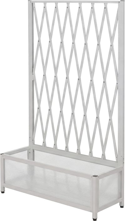 Aluminium klimrek MCW-G21, schaarvormig klimrek voor bloembakken en plantenbakken, staal 152x90x35 cm ~ wit