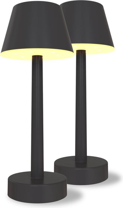 Calex Oplaadbare Tafellamp Lucca - Set van 2 stuks - Draadloos - Dimbaar - Warm Wit Licht & RGB - Waterdicht - Decoratie voor Tuin, Woonkamer, Slaapkamer - Sfeerverlichting – Zwart