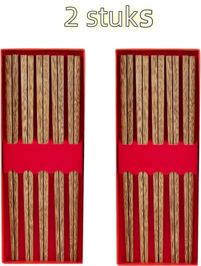 2-delige set - Eetstokjes - Houten eetstokjes - Houten cadeauset eetstokjes - Draagbaar - 10 paar - Geschikt voor thuiskeuken - 25 cm - Houtkleur