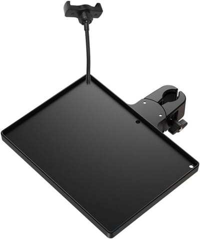 Microfoonstandaard Tray - Accessoire Houder - Muziek Opnemen - Met Telefoon Clip - 23 cm Breed - Zwart