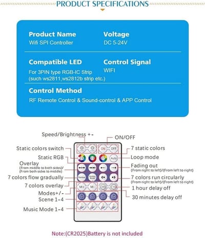 Bluetooth LED Controller voor Adresbare RGB Verlichting - App & Afstandsbediening