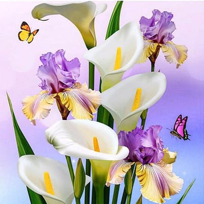 Diamant Borduurwerk  Bloemen  Afbeelding van Strass Steentjes Diamant Schilderij Kruissteek Calla Lelie Diamant Mozaïek Woondecoratie 20X30CM