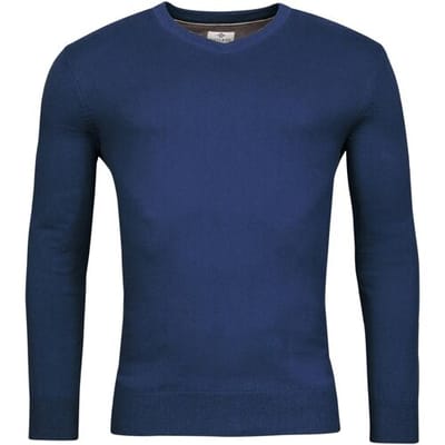 Baileys Trui V-Neck Cotton Cashmere Single Knit Cobalt / male
